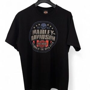 Harley-Davidson Black and Red Skull Graphic Tee